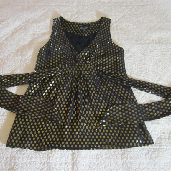 French Connection 2 Navy/Metallic Gold Circle Tie - Picture 1 of 5